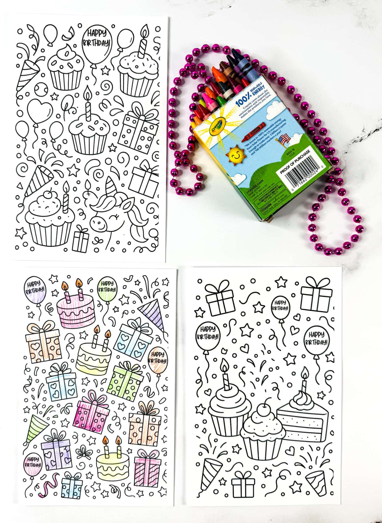 Free Printable Birthday Cards to Color - Foldable Designs for Kids
