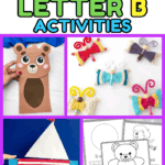 15 Fun Letter B Activities collage with crafts, coloring pages, and preschool worksheets for hands-on alphabet learning.