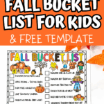 Free fall bucket list printable for kids with colorful activity checklist.