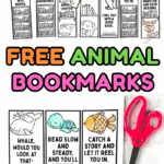 Set of free animal bookmarks with owls, bears, rabbits, and ocean animals, designed for kids to color and use.