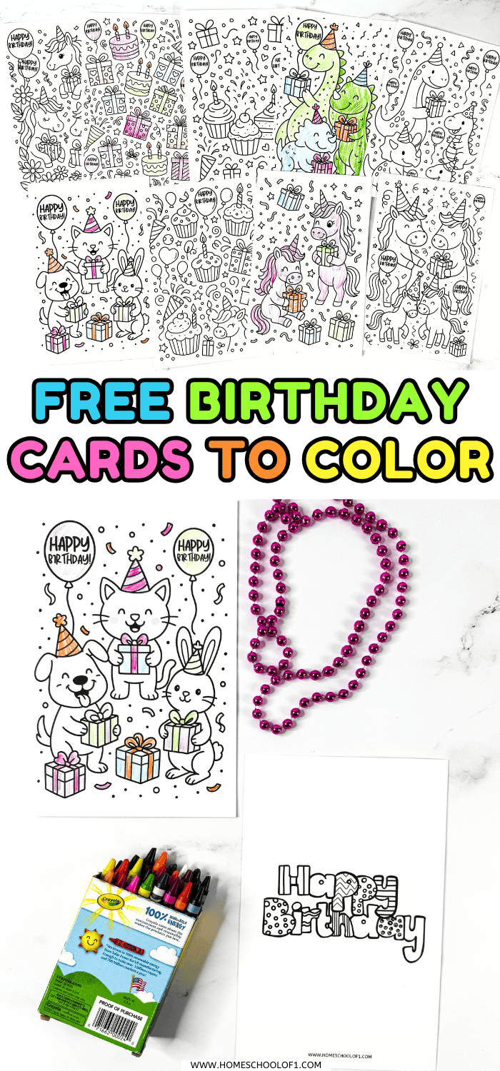 Free Printable Birthday Cards to Color - Foldable Designs for Kids