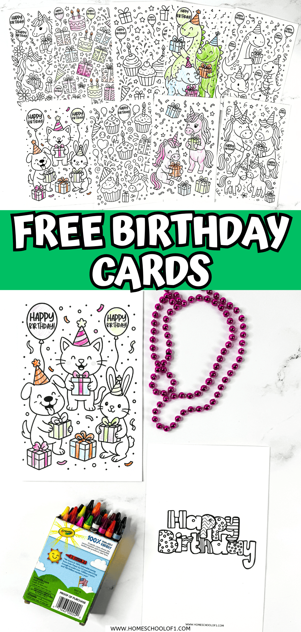 Free Printable Birthday Cards to Color - Foldable Designs for Kids