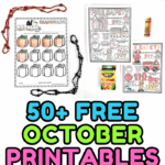 Over 50 free October printables for kids, featuring word puzzles, reading logs, fire safety worksheets, bat activities, and Diwali coloring pages.