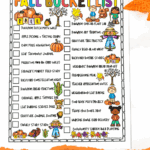 Printable fall bucket list for kids with colorful seasonal icons and activity checkboxes.