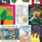Collage of classic children’s books including Harry Potter, The Very Hungry Caterpillar, and Charlotte’s Web.