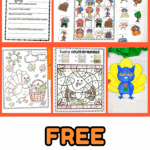 Free turkey printables for kids featuring parts of a turkey worksheet, life cycle wheel, bingo, scavenger hunt, color-by-number, writing prompt, and craft ideas—perfect Thanksgiving activities for preschool and early elementary learners.