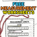 Two printable measurement worksheets for kids showing ruler length and comparison activities with colorful student examples.