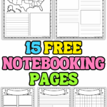 Collection of free notebooking pages showing U.S. map, lined, and grid layouts for writing, drawing, or research projects. Ideal for homeschool or classroom lessons.