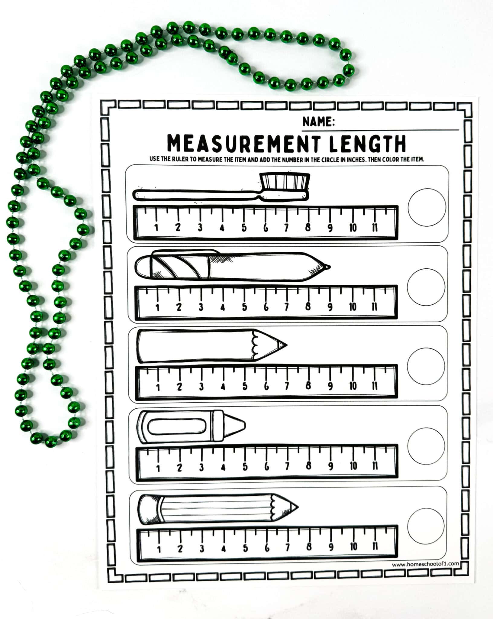 Free Measurement Worksheet for 1st Grade