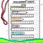 Printable ruler length worksheet for kids featuring pencils and toothbrush illustrations measured in inches, colored in bright tones, ideal for early learners.
