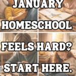 Children working independently at home on reading, creative projects, building activities, and quiet learning tasks