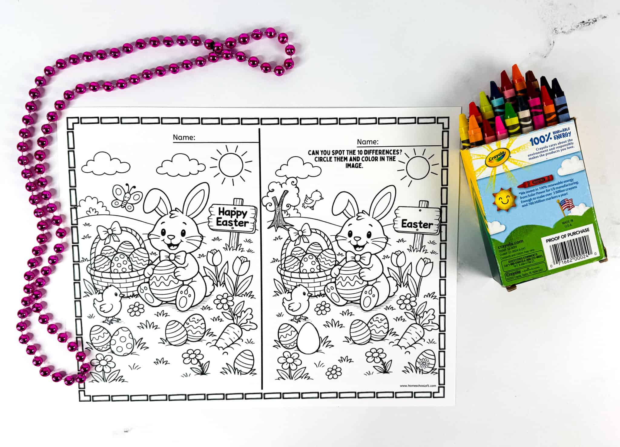 Free Easter Spot the Difference Printable
