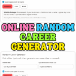 Online random career generator for teens exploring various professions and interests.
