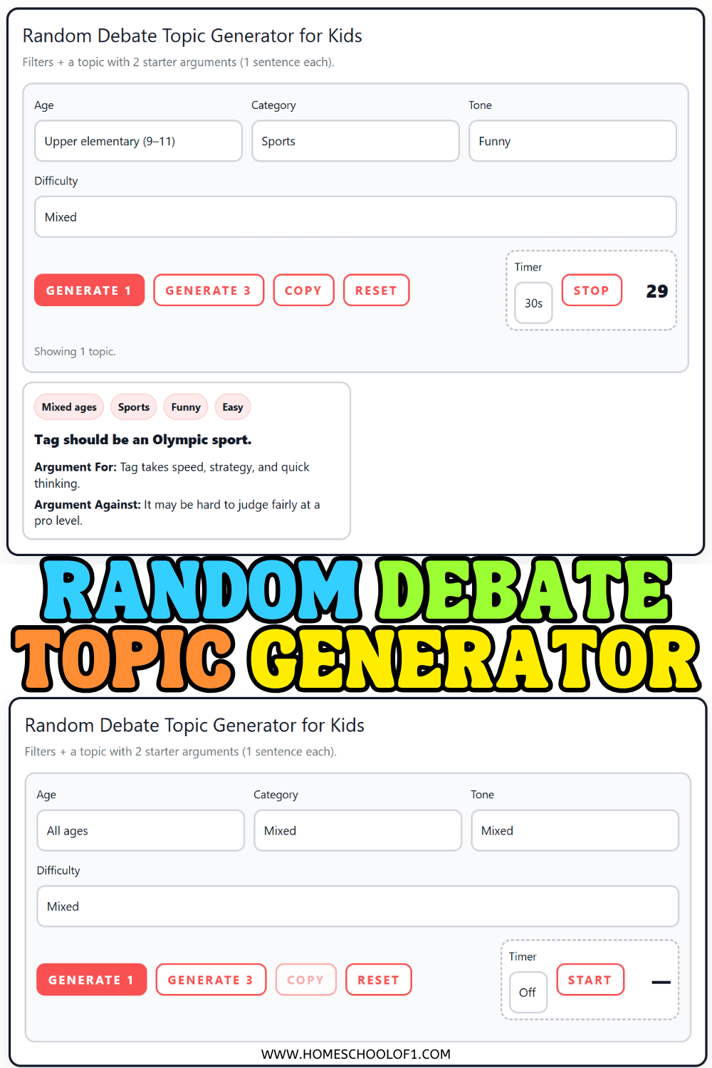 Random Debate Topic Generator for Kids