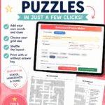 Create and print crossword puzzles using an online crossword generator with custom words and answer key options