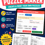 Crossword puzzle maker tool showing how to create and print custom crossword puzzles with clues and grid options