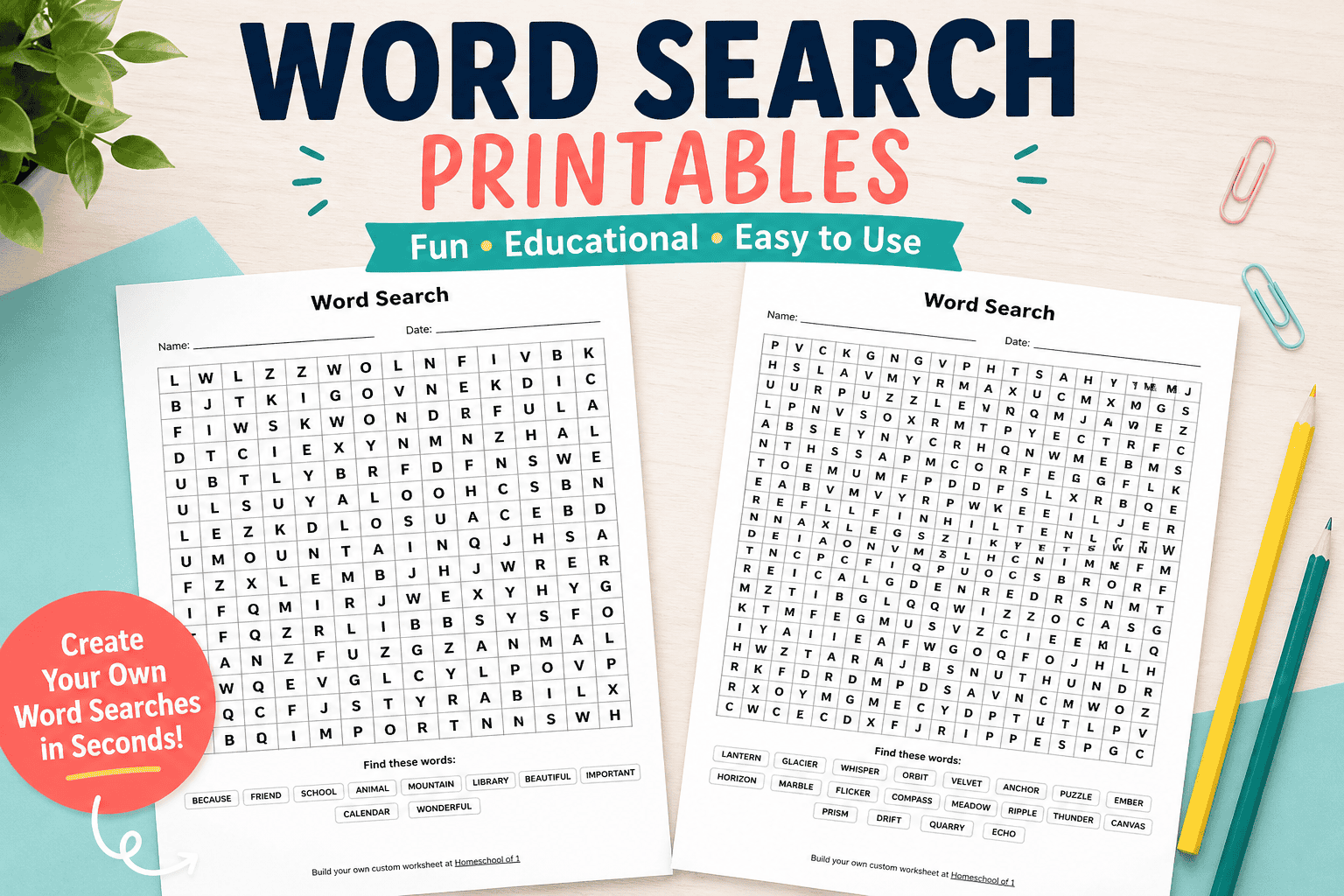 Free Word Search Generator | Print in Seconds