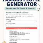 Random famous people generator with illustrated historical figures for classroom activities and research ideas