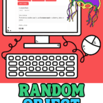 Random object generator for kids showing a creative prompt with a costume mask for drawing, writing, and classroom activities