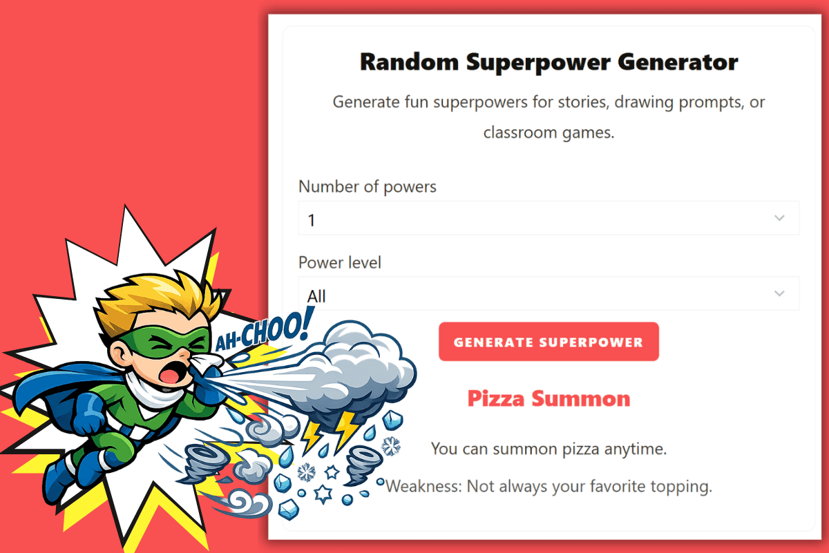 random super power generator feautring mr sneezy