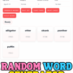 random word generator for kids tool with categories and word cards displayed