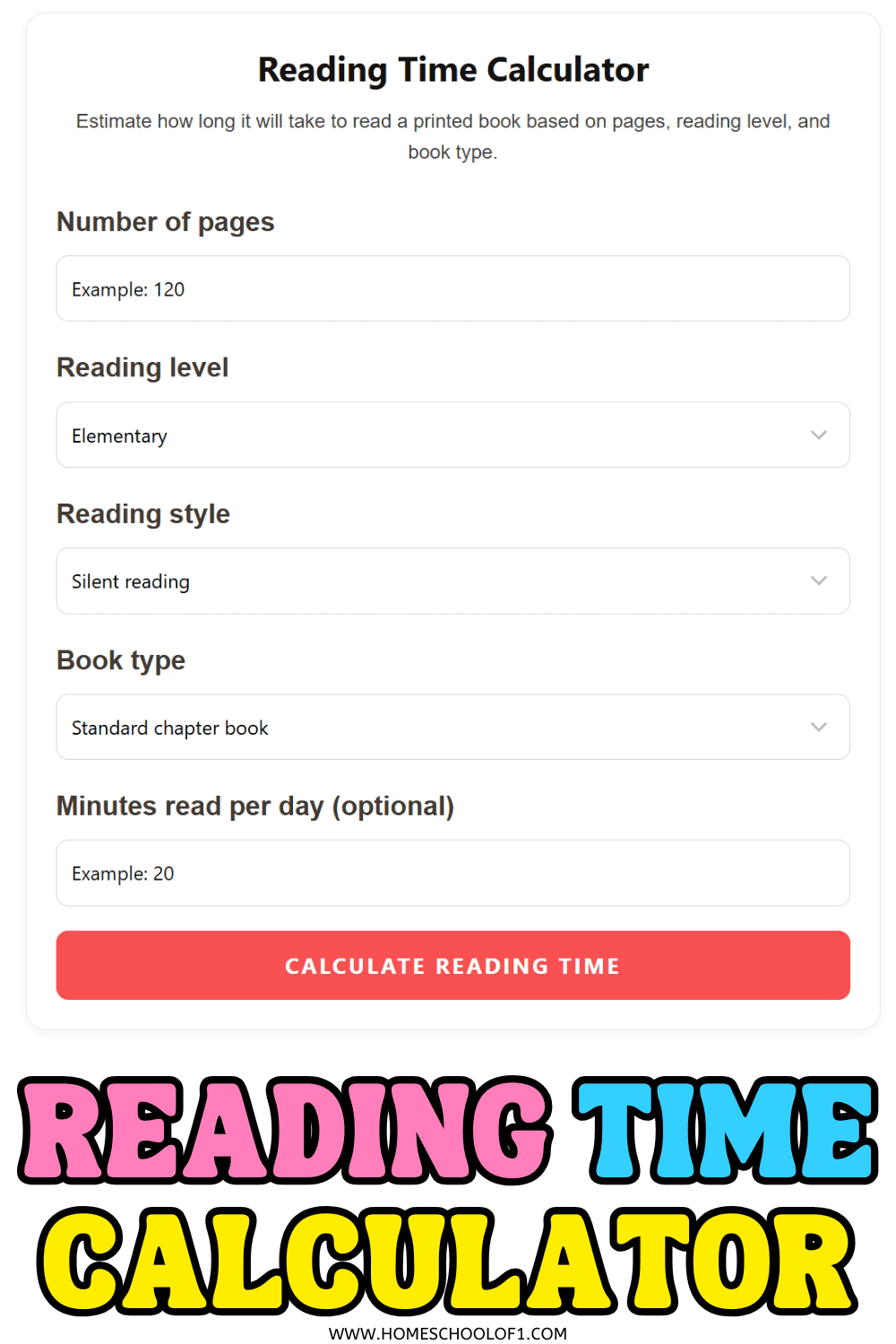 Reading Time Calculator for Kids