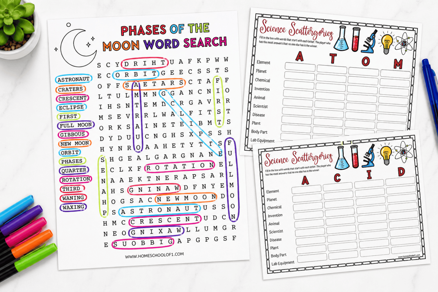 science vocabulary printables