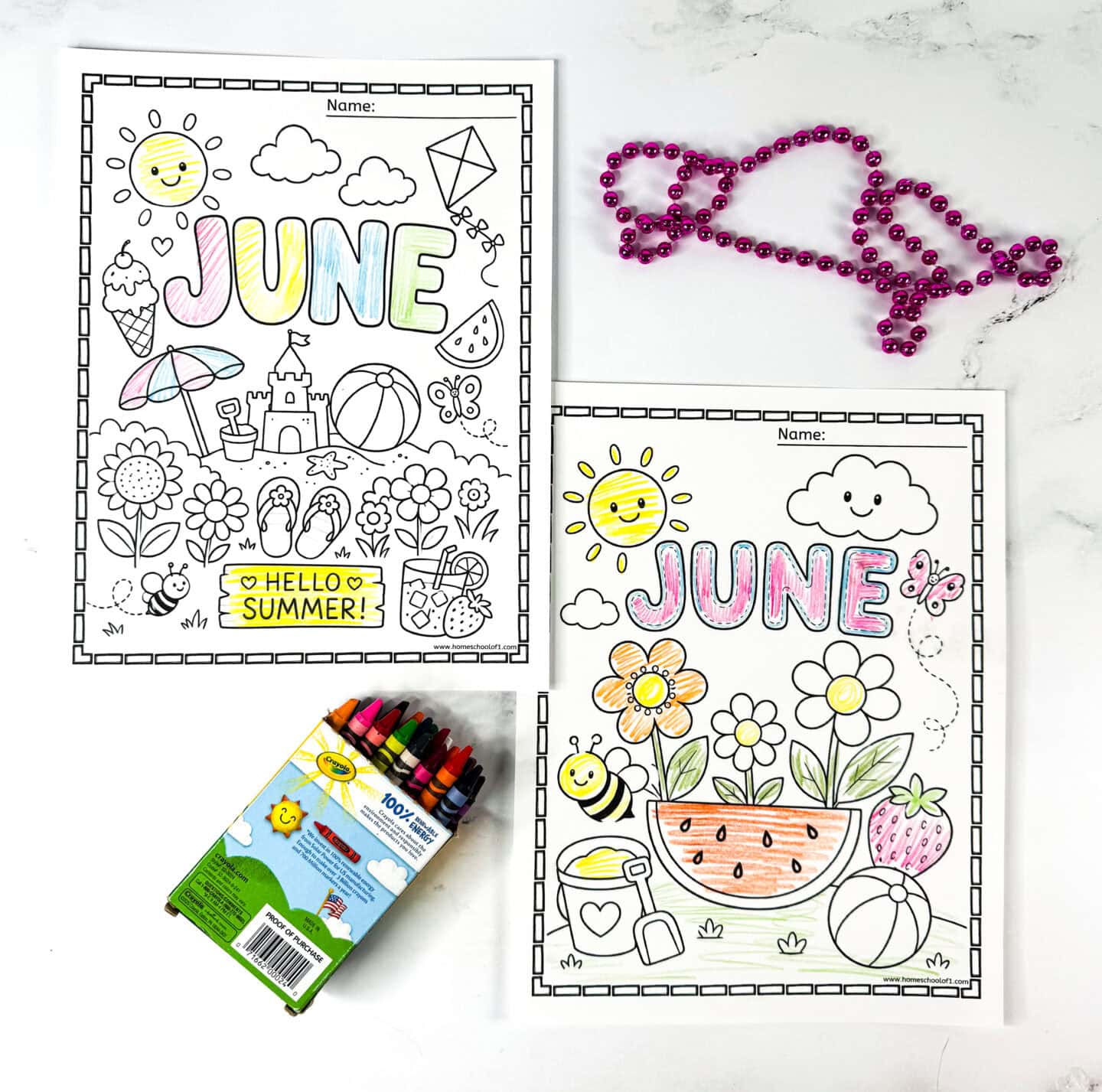 Free June coloring sheets with simple summer-themed printable pages for preschool and elementary kids