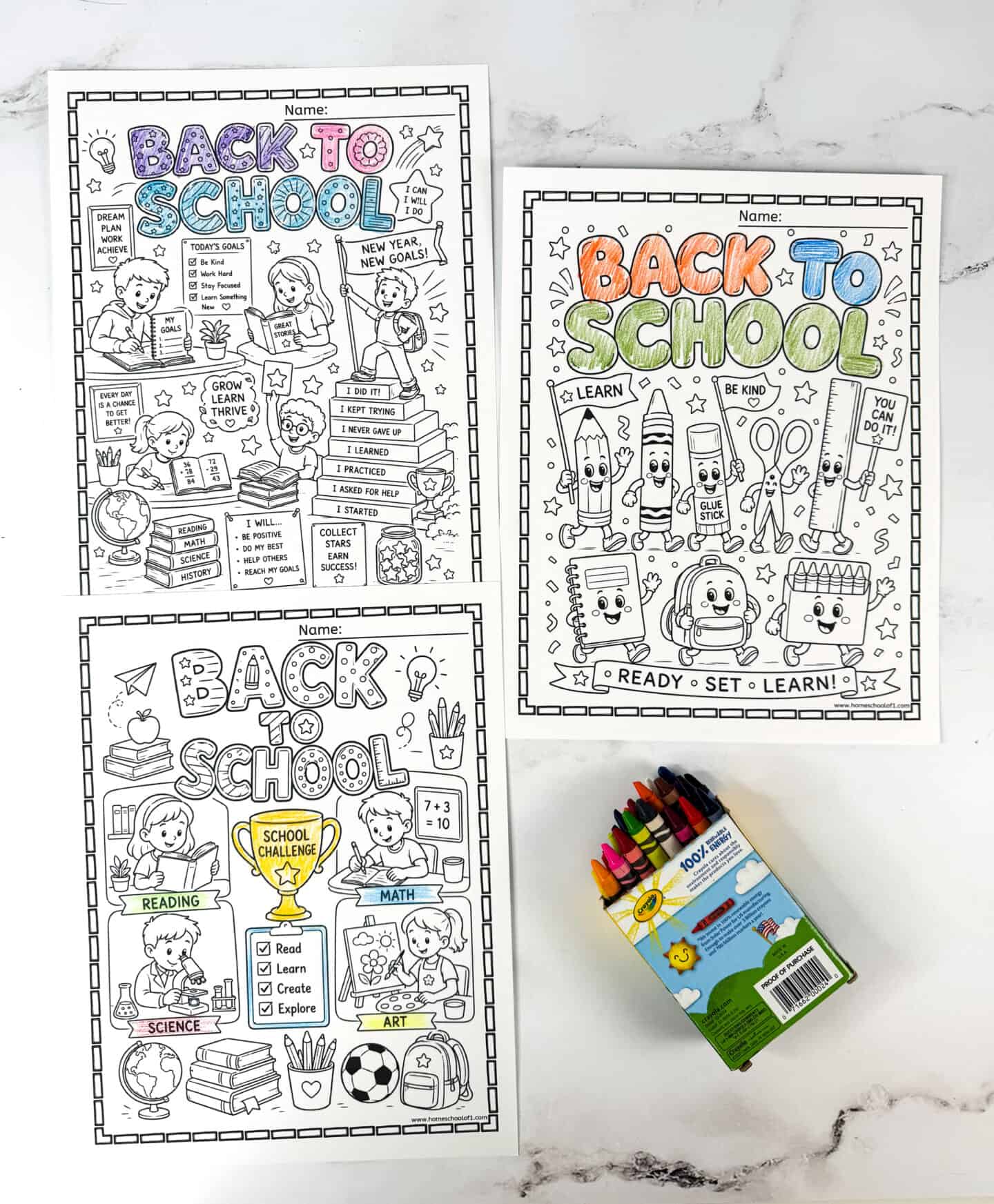 Back to school coloring pages for kids featuring fifth grade classroom activities, reading challenges, books, and STEM learning