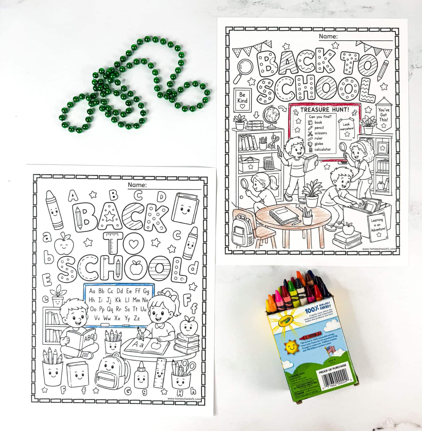 Back to school coloring pages with alphabet practice, classroom activities, school supplies, and learning-themed printables