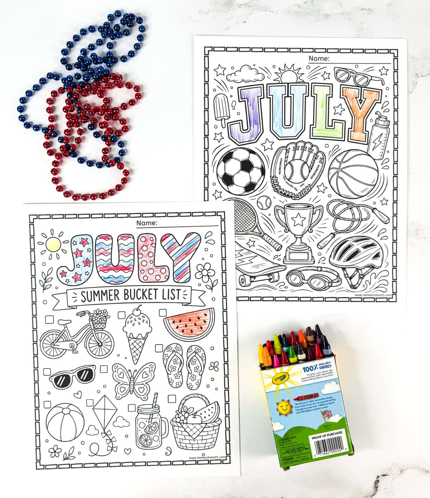 July summer bucket list coloring page and summer sports coloring sheet printable for kids