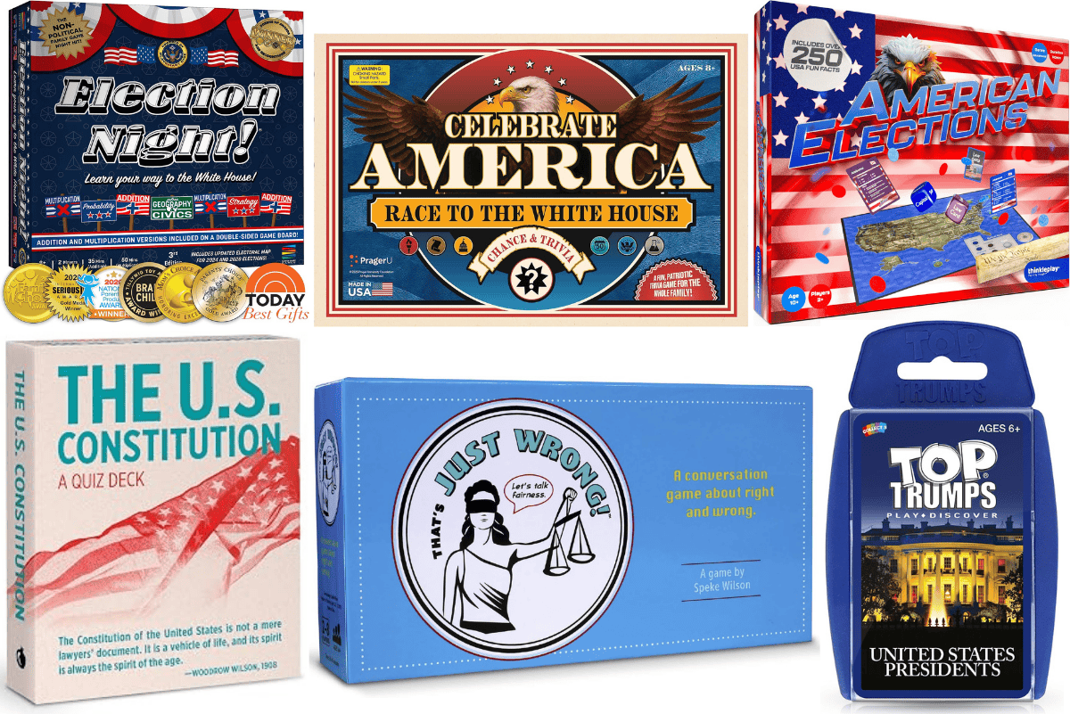 Civics games for kids featuring U.S. government, presidential election, Constitution, and American history games.