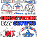Free printable Constitution Day crowns for kids with six patriotic designs to color and wear for September 17
