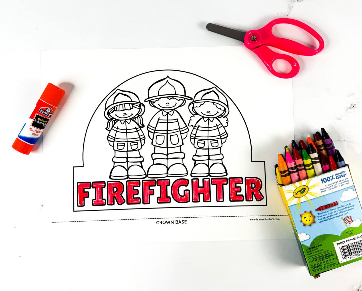 Printable firefighter crown coloring activity for Fire Safety Week and Fire Prevention Week