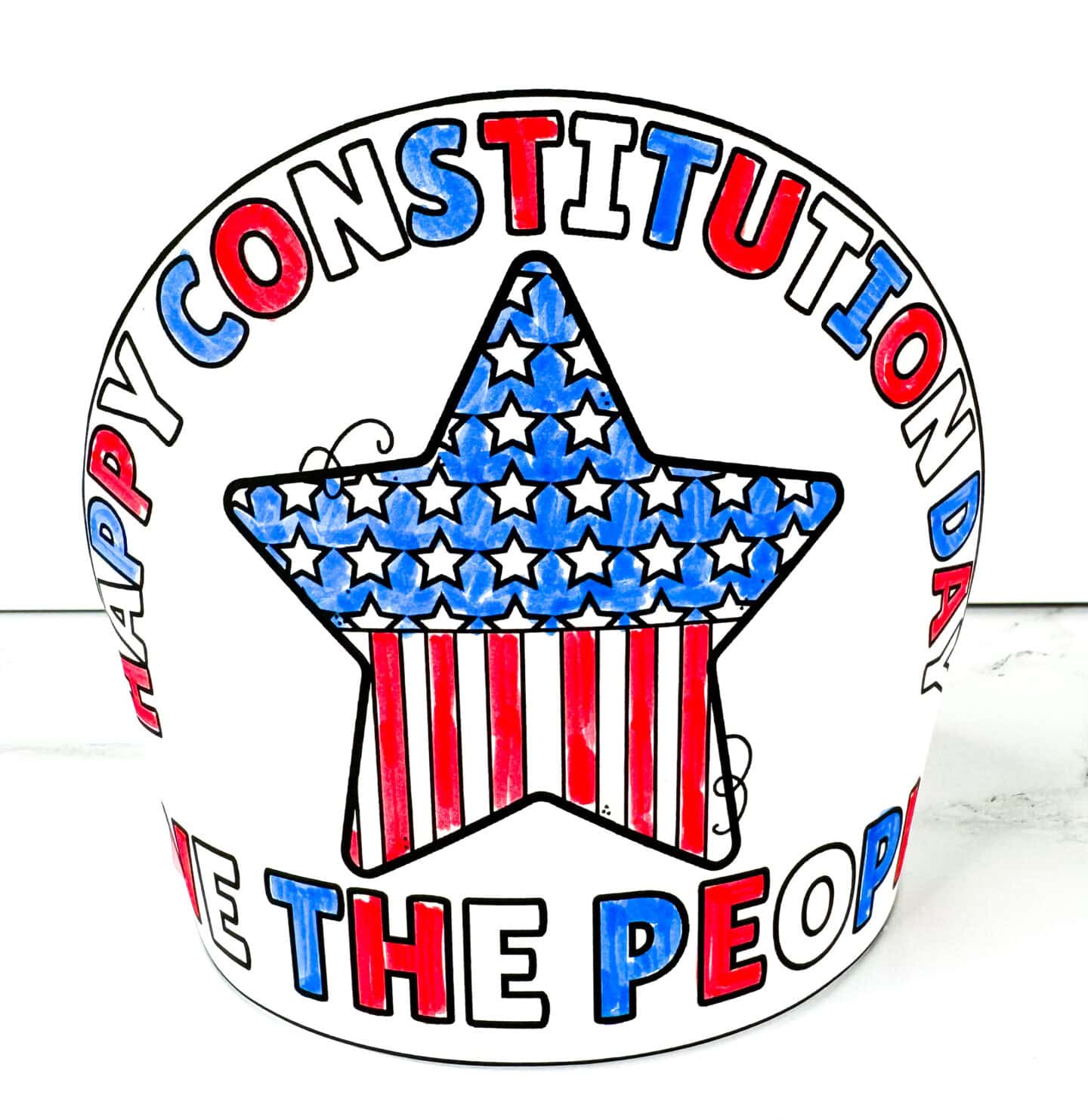 Finished Constitution Day crown with patriotic star and We the People design for kids