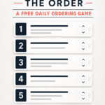 Mind the Order free daily ordering game with five numbered cards to arrange correctly