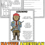 Native American Heritage Month activities for kids with biography research, coloring pages, and posters