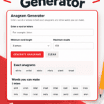 Free anagram generator and word finder showing exact anagrams and words you can make from letters.