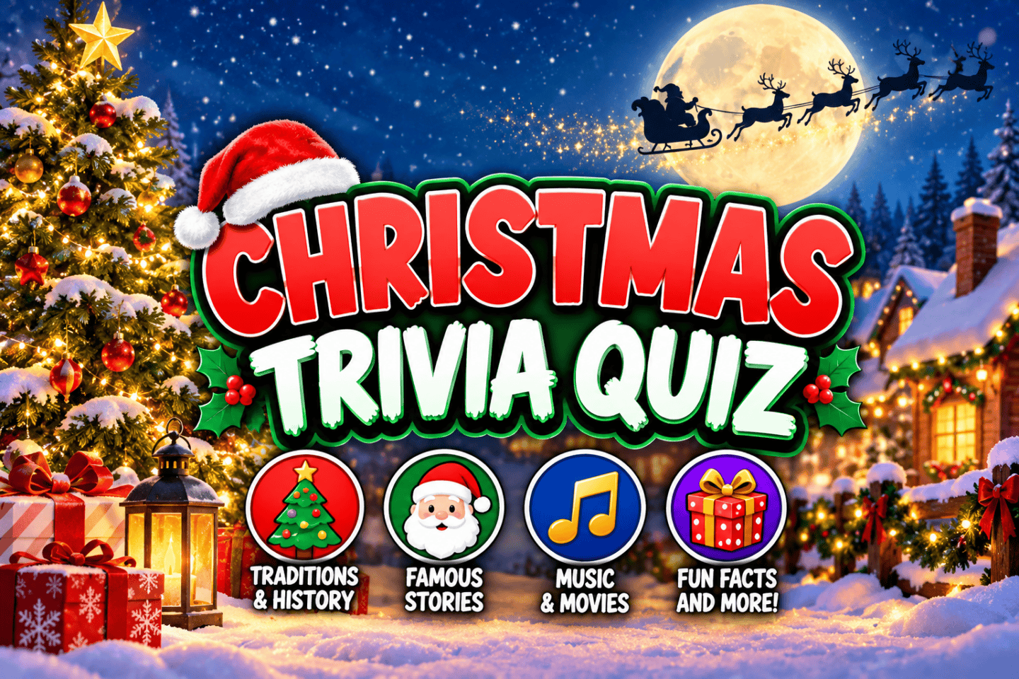 Christmas trivia quiz for kids with festive questions about holiday traditions, history, music, and stories.