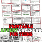 Printable Advent calendar for teens featuring 24 Christmas puzzle cards.